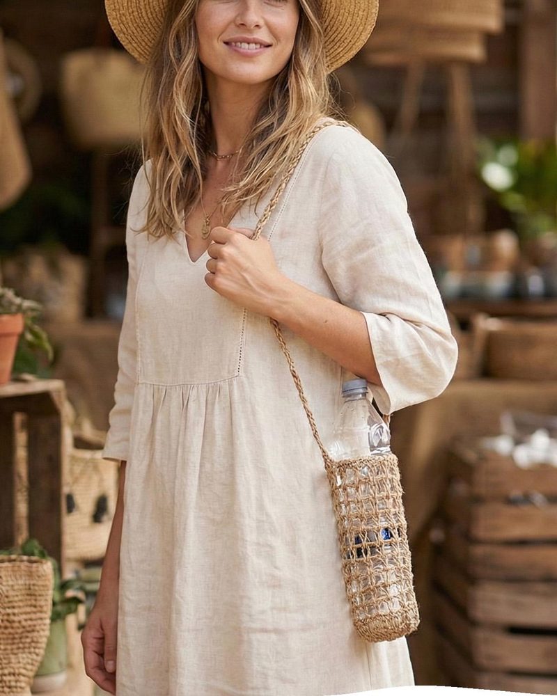 Macramé Bottle Holder in natural, handmade in Kathmandu, Nepal by manaKAmana