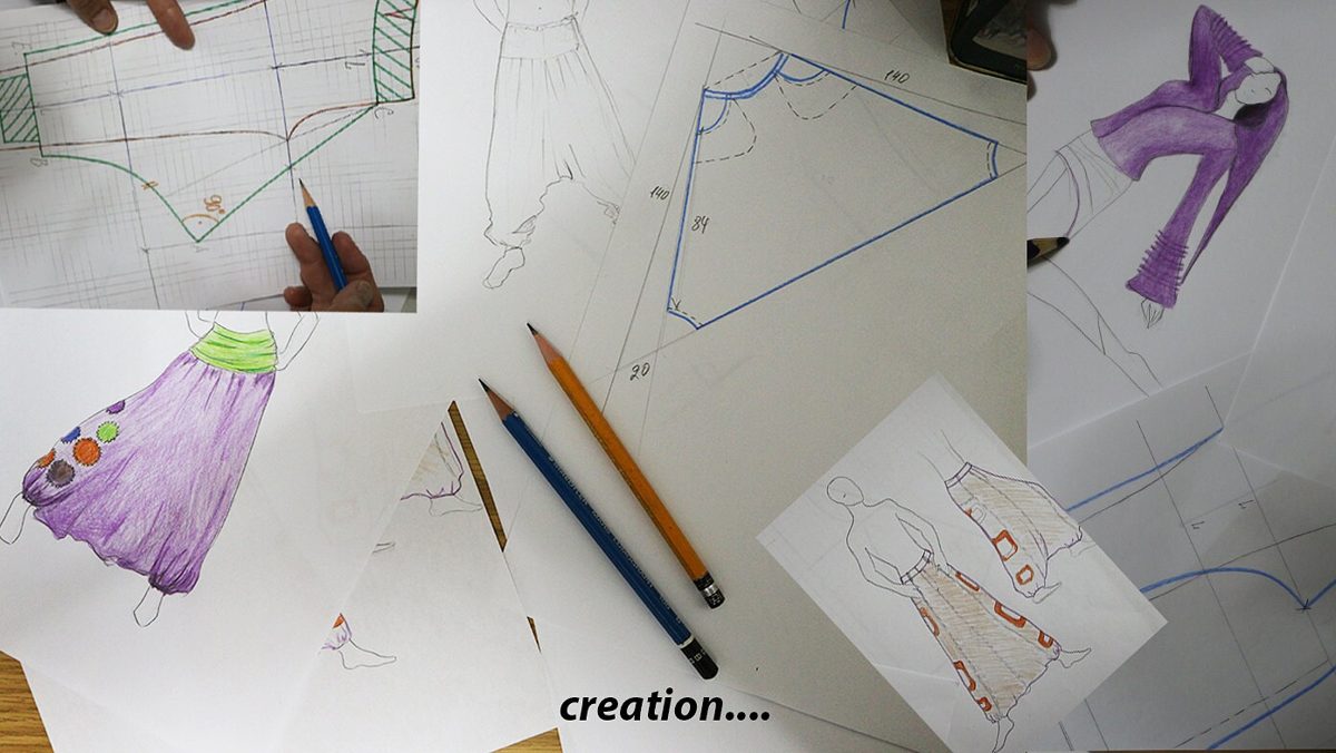 Pattern sketches and design drawings for manaKAmana clothing