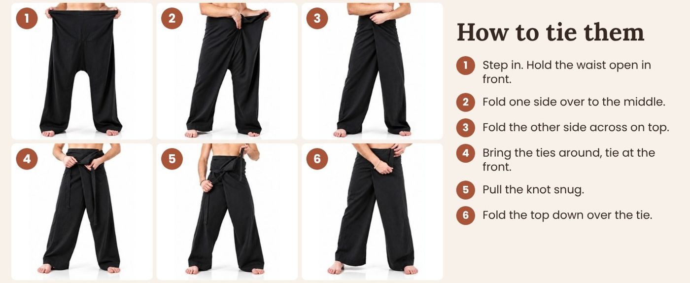 How to tie Thai fisherman pants in 6 steps