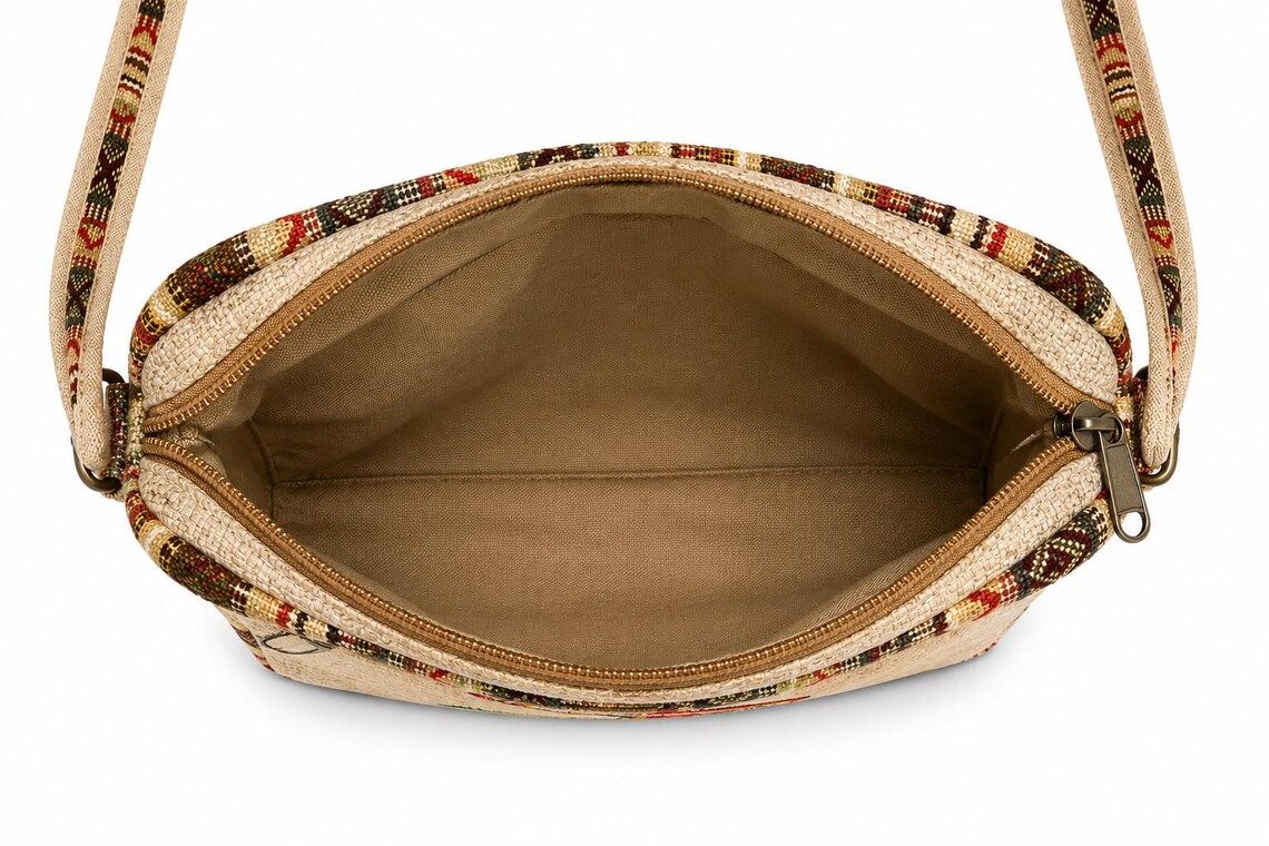 Inside of the hemp crossbody bag