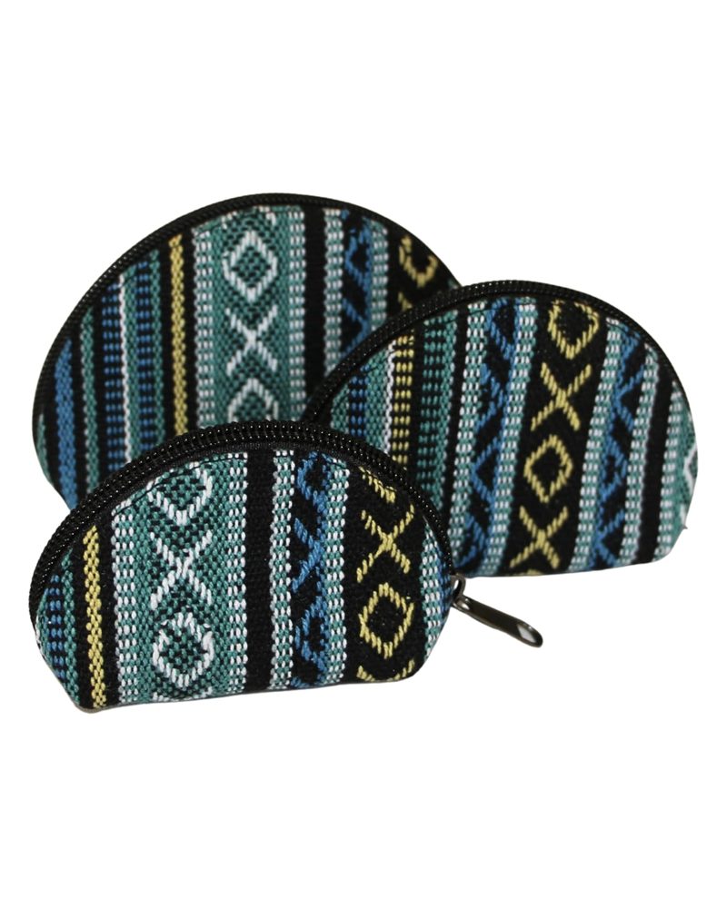 Coin Purses, Set of 3 in blue, handmade in Kathmandu, Nepal by manaKAmana