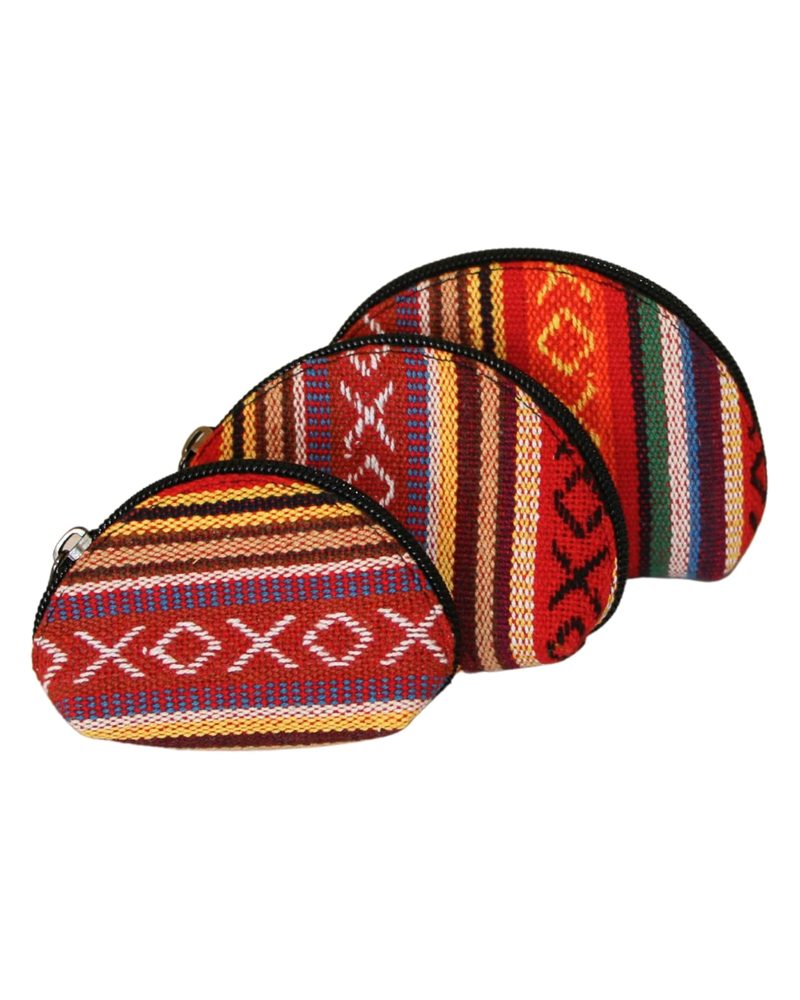 Coin Purses, Set of 3 in red, handmade in Kathmandu, Nepal by manaKAmana