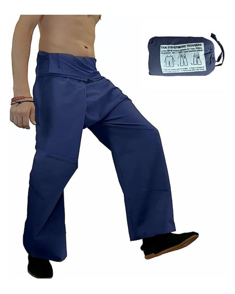Thai Fisherman Pants in blue, handmade in Kathmandu, Nepal by manaKAmana