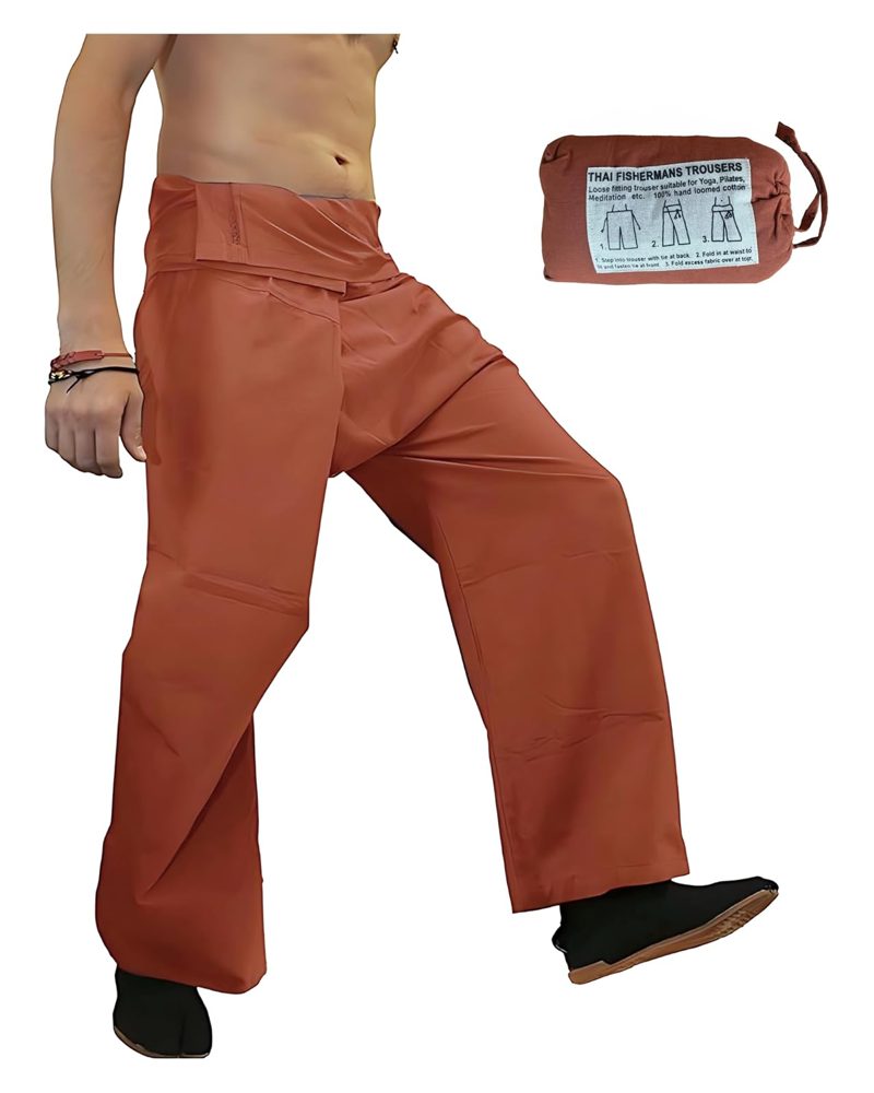 Thai Fisherman Pants in orange, handmade in Kathmandu, Nepal by manaKAmana