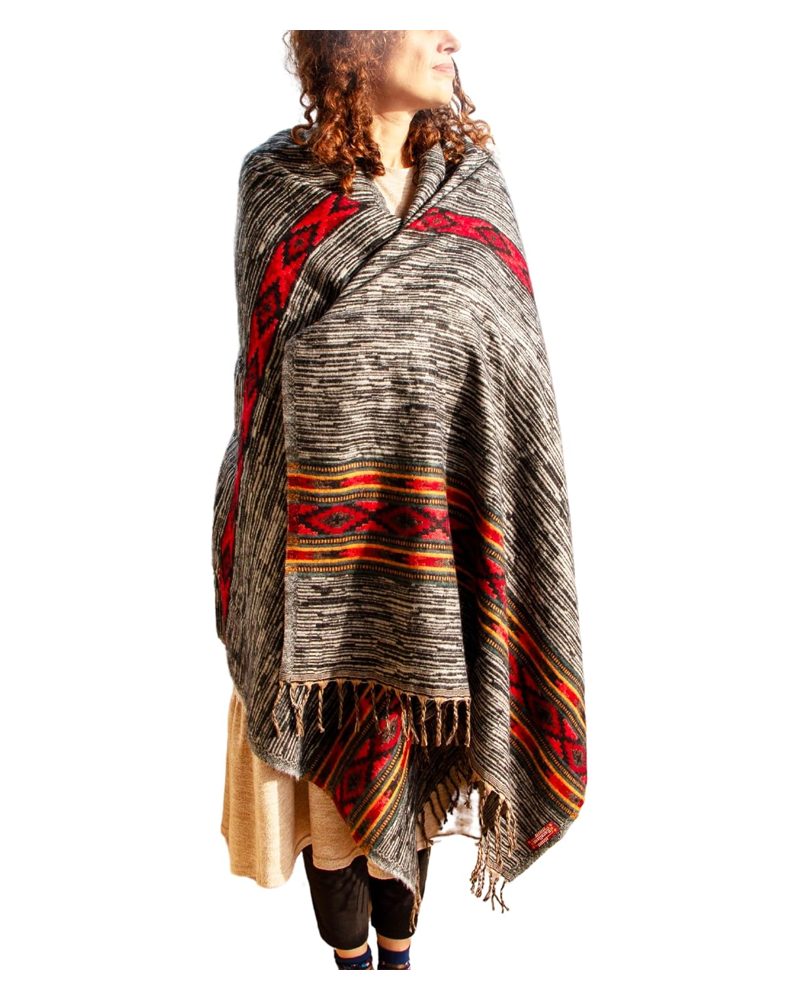 Extra Large Yak Wool Shawl in black, handmade in Kathmandu, Nepal by manaKAmana
